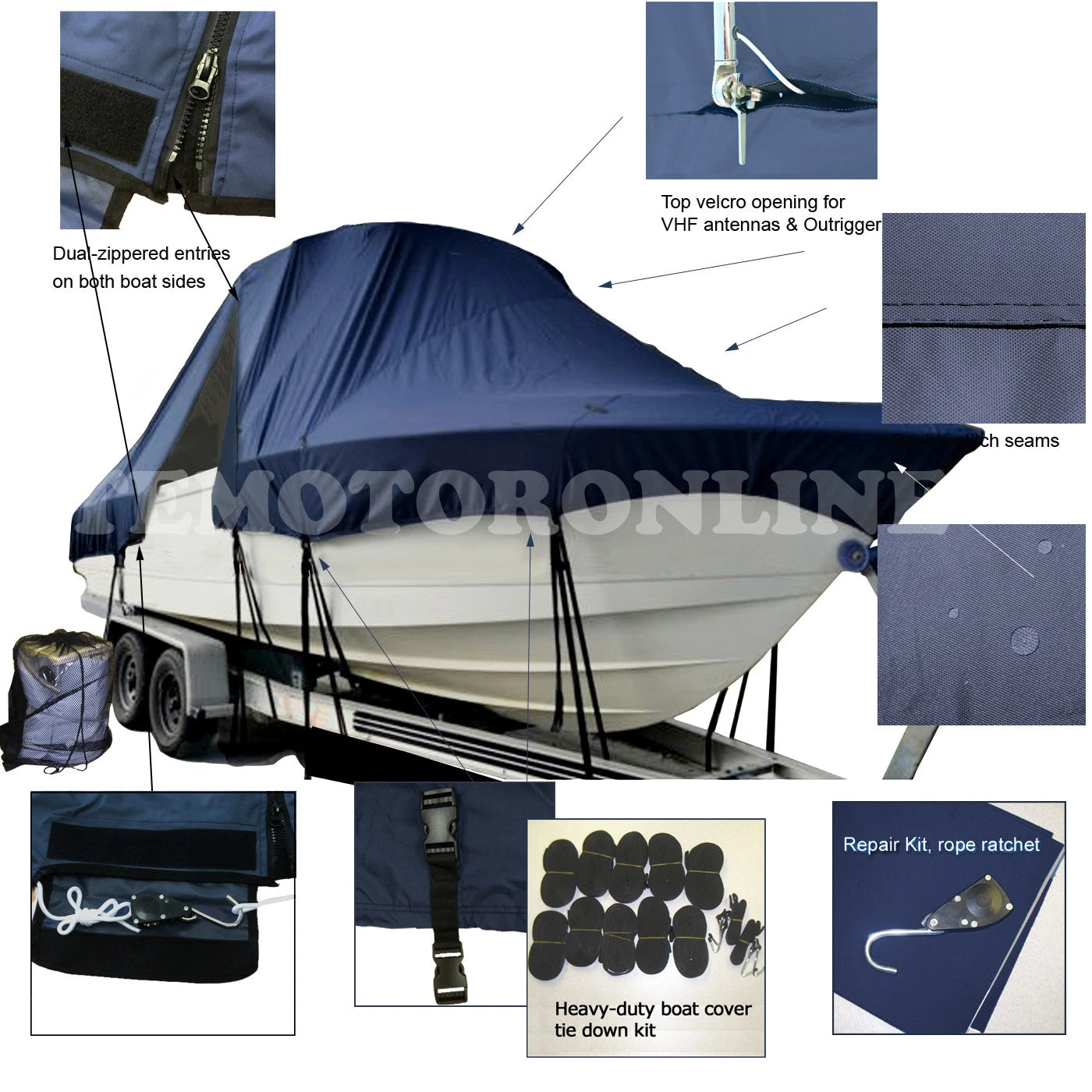 Polar 220 Bay Center Console Boat Cover for Polar 220 Bay