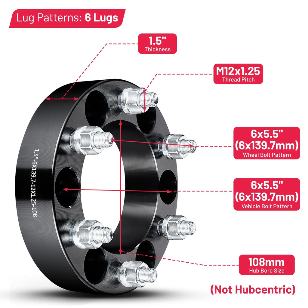 Wheel Spacers 1.5 in for Nissan Titan Armada Frontier Pathfinder (2017-2024)