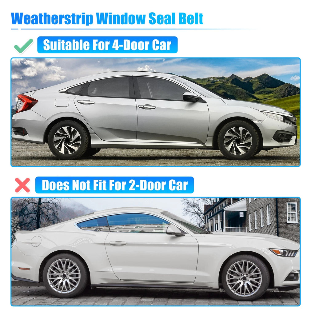 Set of 4 Weatherstrip Window Trim Seal Belts for Honda Civic (2016–2021)