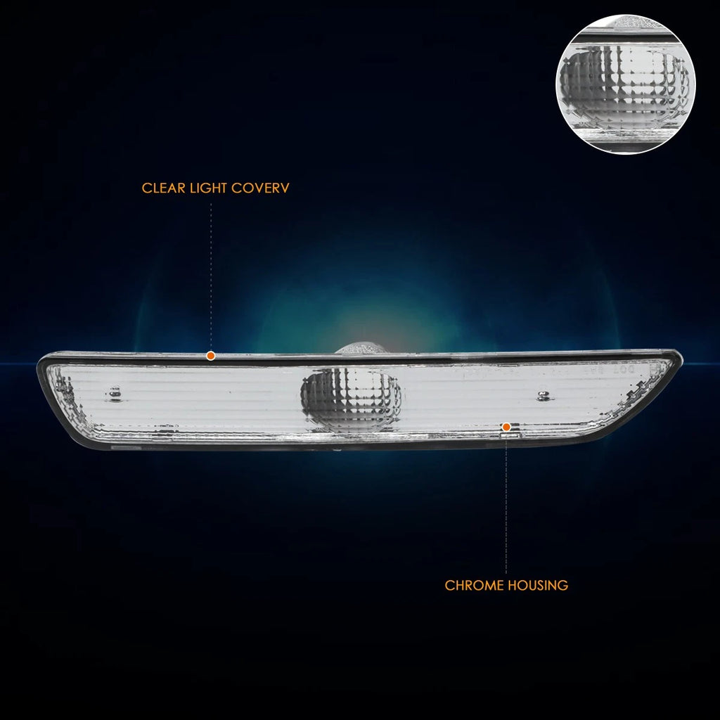 Front Bumper Side Marker Light Signal Lamp for Ford Mustang (2010–2014) Chrome