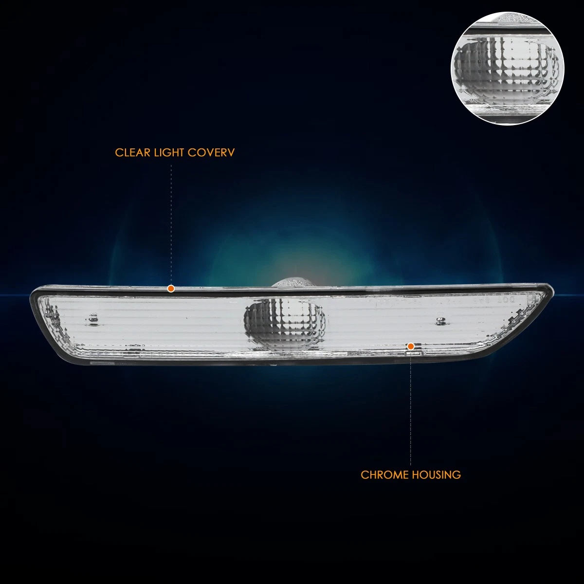 Front Bumper Side Marker Light Signal Lamp for Ford Mustang (2010–2014) Chrome