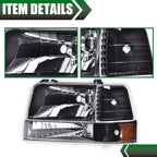 Headlights with Bumper Corner Lamps for Ford F150 F250 F350 Bronco (1992–1996)