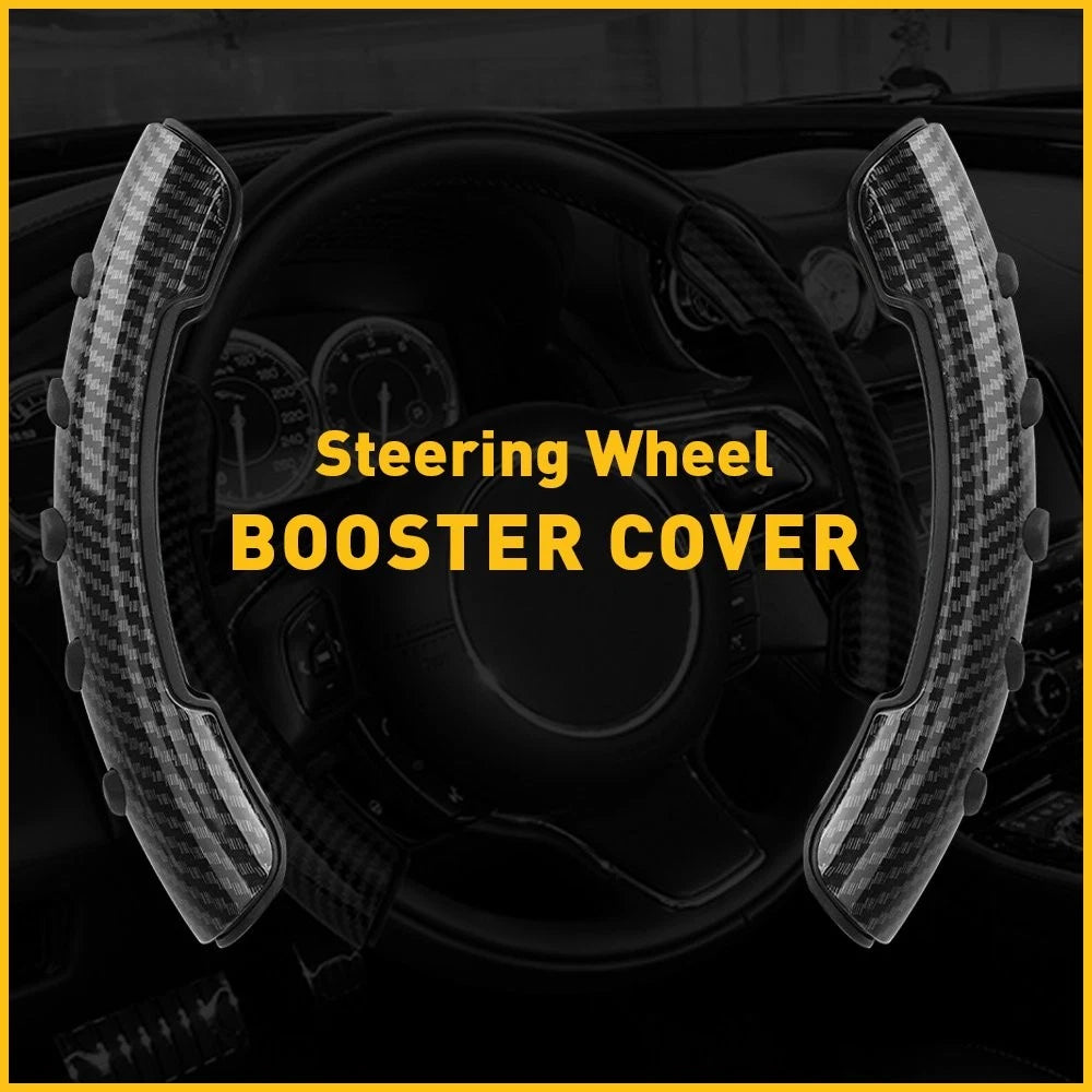 Pair Carbon Fiber Steering Wheel Booster No-Slip Cover for Universal (37-39cm)