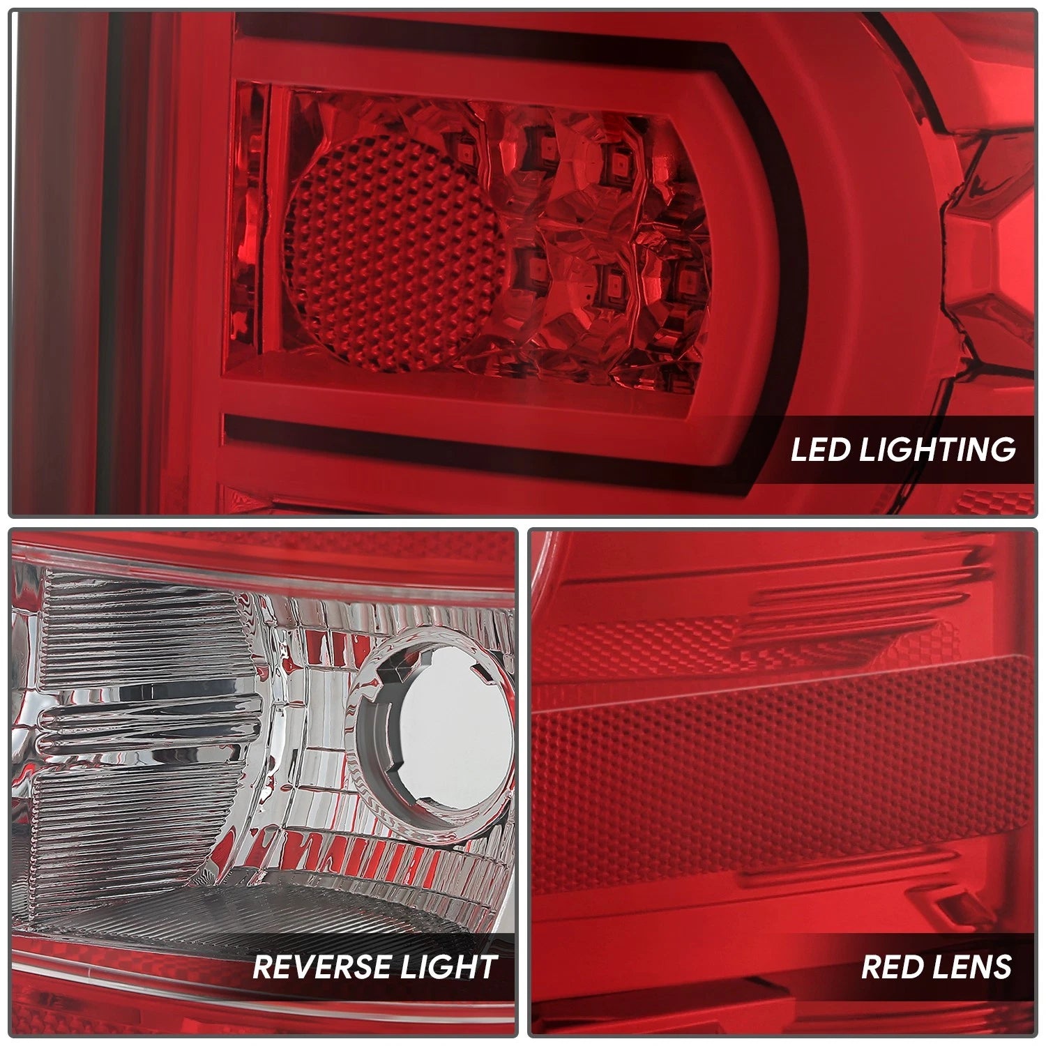 Set of 2 Chrome/Red LED Tail Brake Lights for Sierra Silverado 1500 2500 HD 3500 HD (2007–2014)