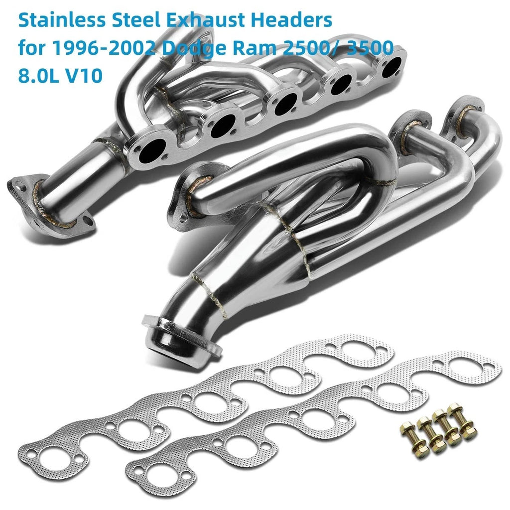 Stainless Steel Exhaust Headers for Dodge Ram 2500/3500 8.0L V10 (1996–2002)