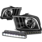Smoked LED Fog Light Kit for Ford Mustang (2005–2009) - Black Housing, Clear Lens