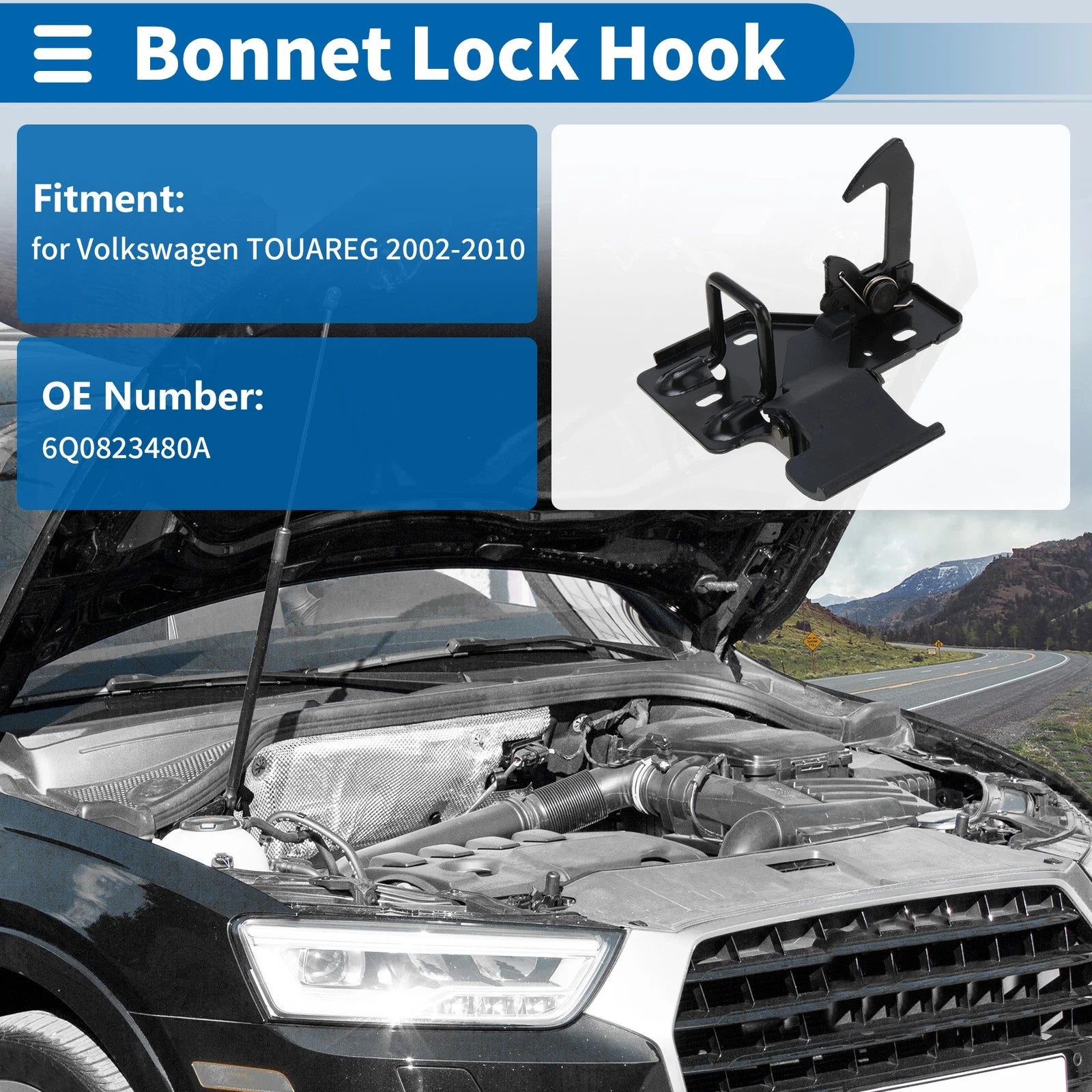 Hood Latch Assembly for Volkswagen Touareg (2002–2010) 6Q0823480A