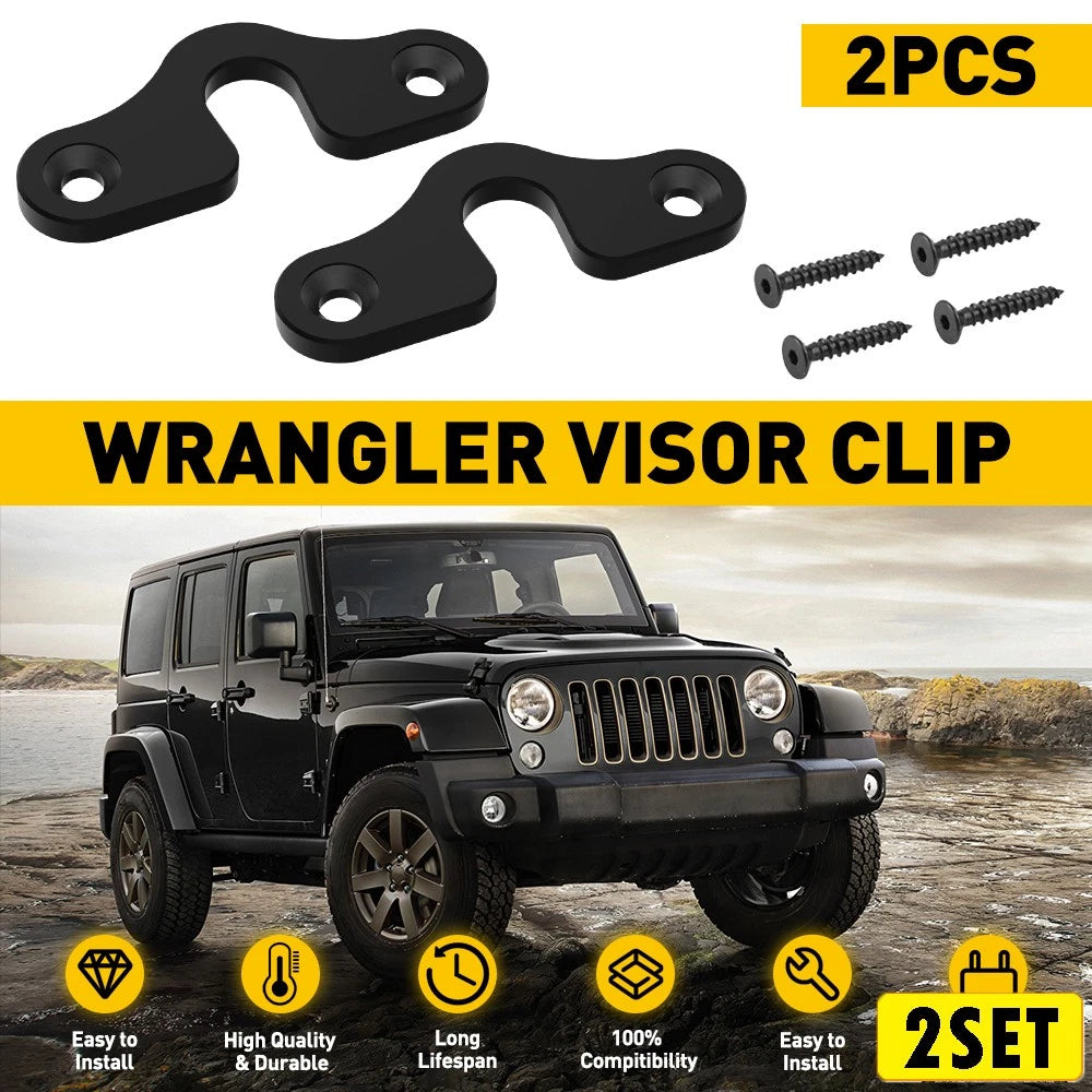 4X Sun Visor Clips for Jeep Wrangler JK, JL, JT Gladiator (2018–2023)