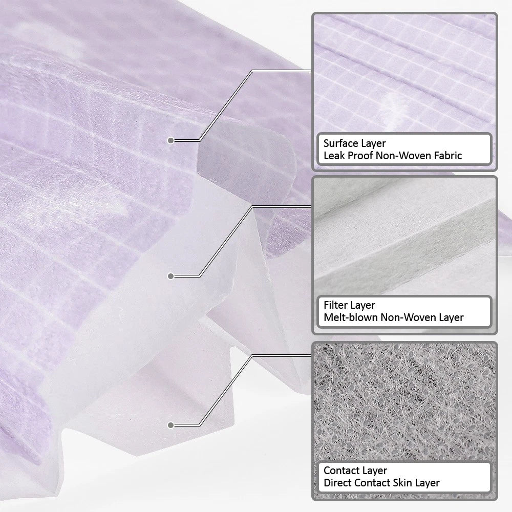 50 PCS - 3-Ply Disposable Face Mask Protective Cover (Lavender Plaid)