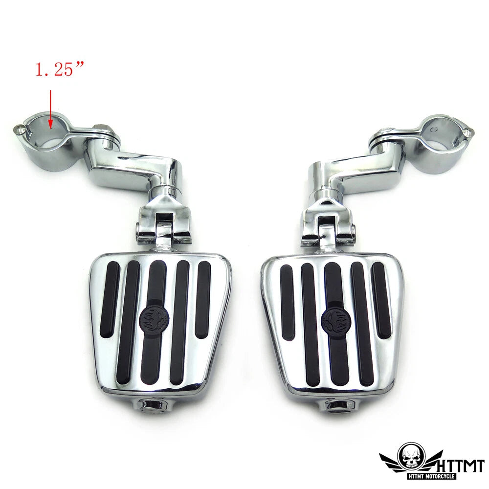 Chrome 25mm Angry Skull Foot Peg Kit for Harley Sportster Touring Dyna