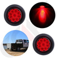 2X 2 Inch Round Red LED Side Marker Tail Light for Trailer