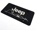 Black Stainless License Plate Holder with Jeep Script for Jeep Wrangler (2018–2024)