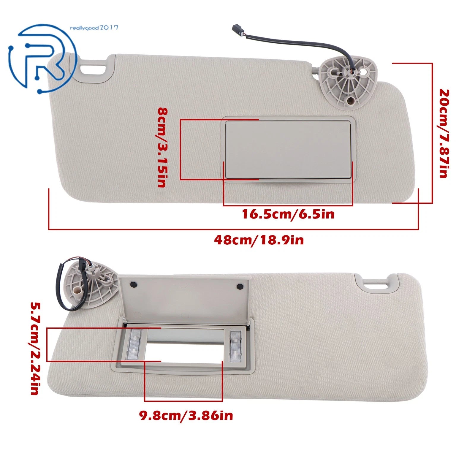 Sunvisor Set for Ram 1500 2500 3500 (2013-2018) Gray Plastic