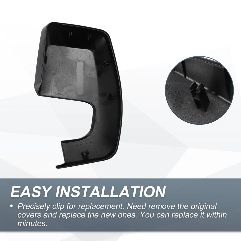 Right Rearview Mirror Cover Cap Gloss Black for Ford Transit Custom (2012–2023)