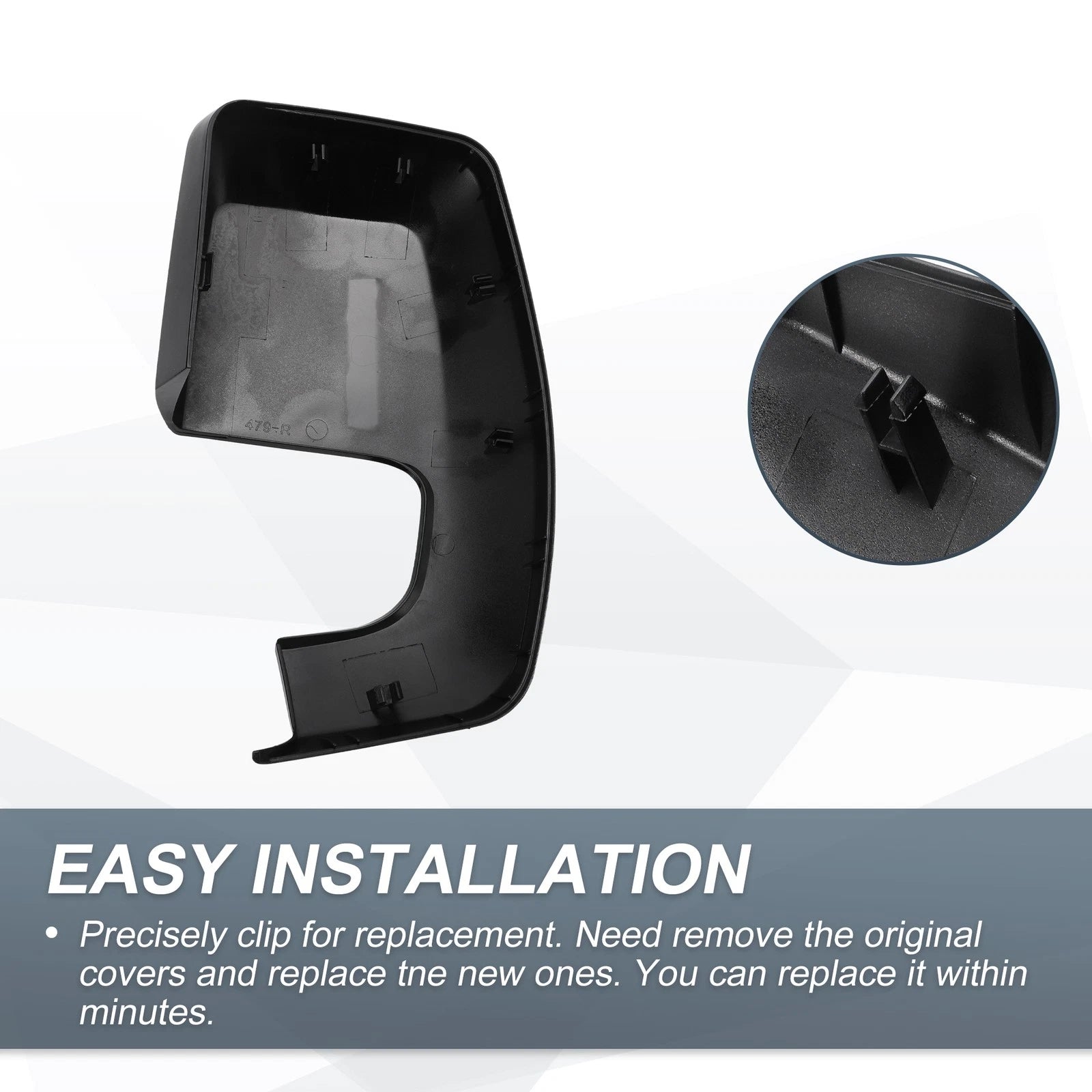 Right Rearview Mirror Cover Cap Gloss Black for Ford Transit Custom (2012–2023)