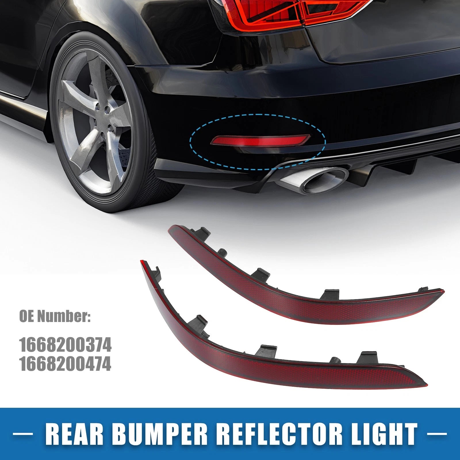 Set of 2 Rear Bumper Reflector Lights for Mercedes-Benz (2048200374)