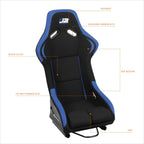 J2 Engineering Fixed Position Bucket Racing Seat w/Sliders for Universal (2010–2023)
