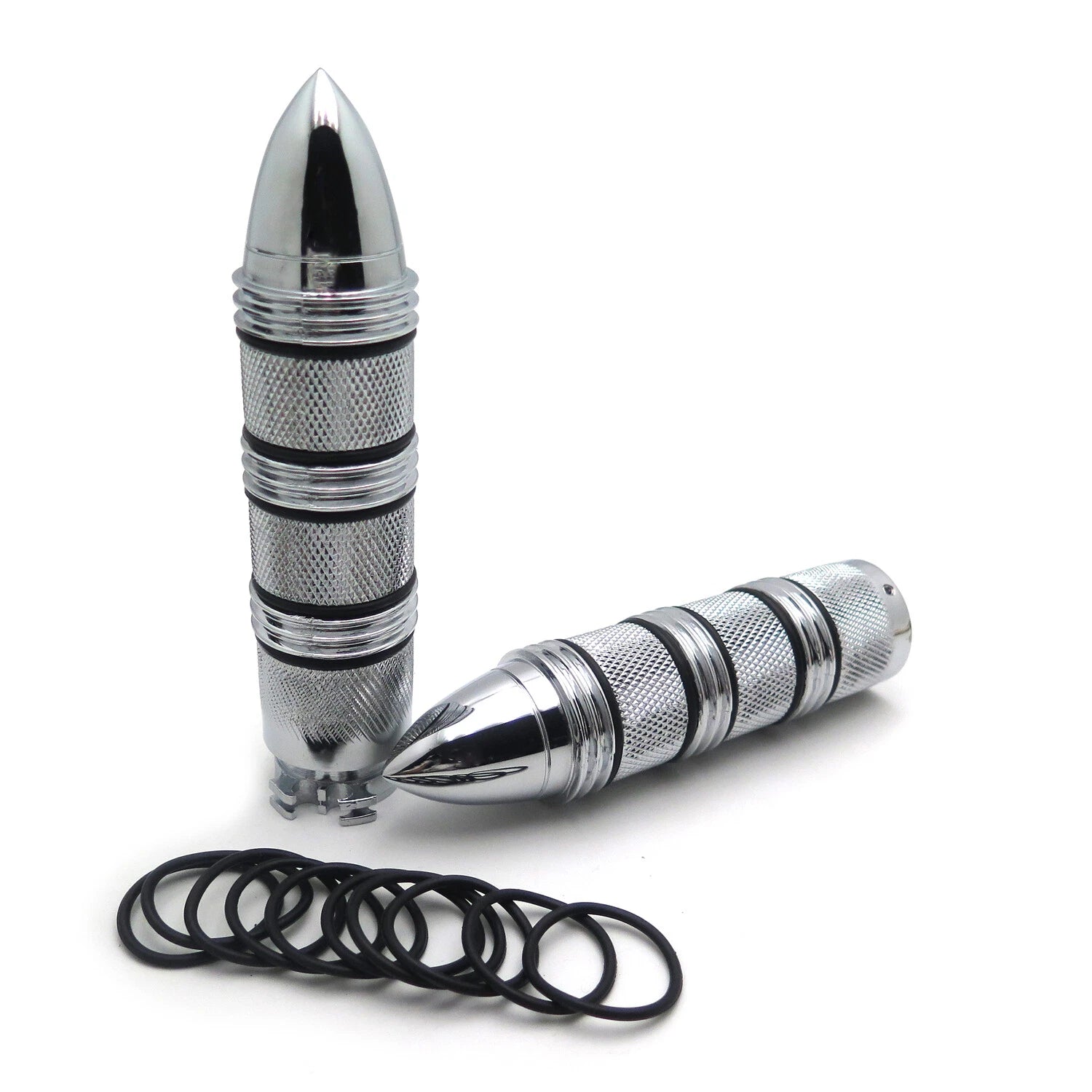 Chrome Bullet Hand Grip for Harley Dyna Low Rider / Honda Shadow 600 VLX (1")