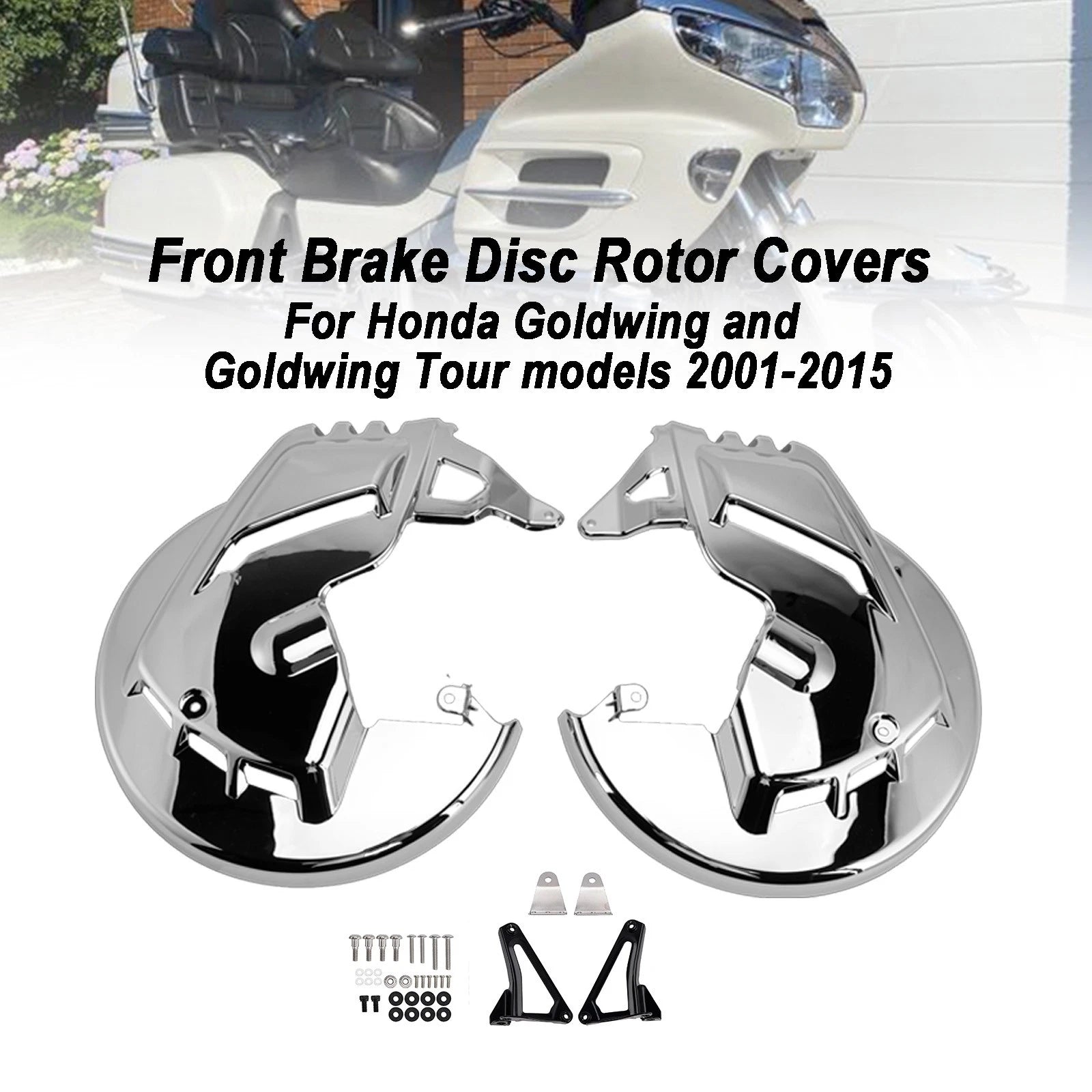 Front Brake Disc Rotor Covers for Honda Goldwing GL1800 F6B (2001–2015) Chrome