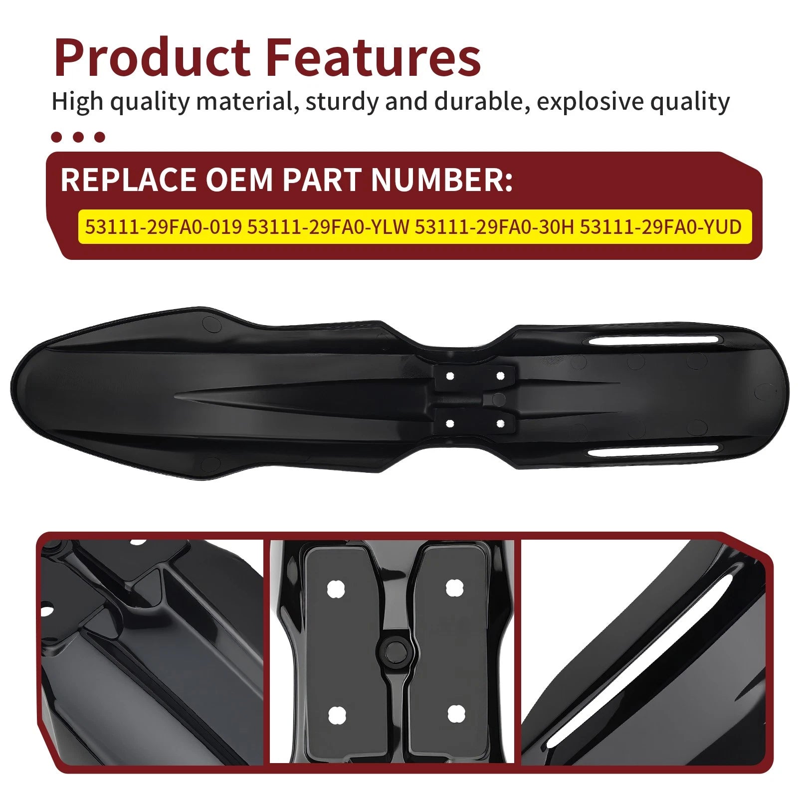 Front Fender for Suzuki DRZ400SM (2005–2024) 53111-29FA0-019 Black