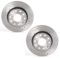 Set of 2 Rear Brembo Xtra Drilled Brake Disc Rotors for Audi A3, Golf, Jetta