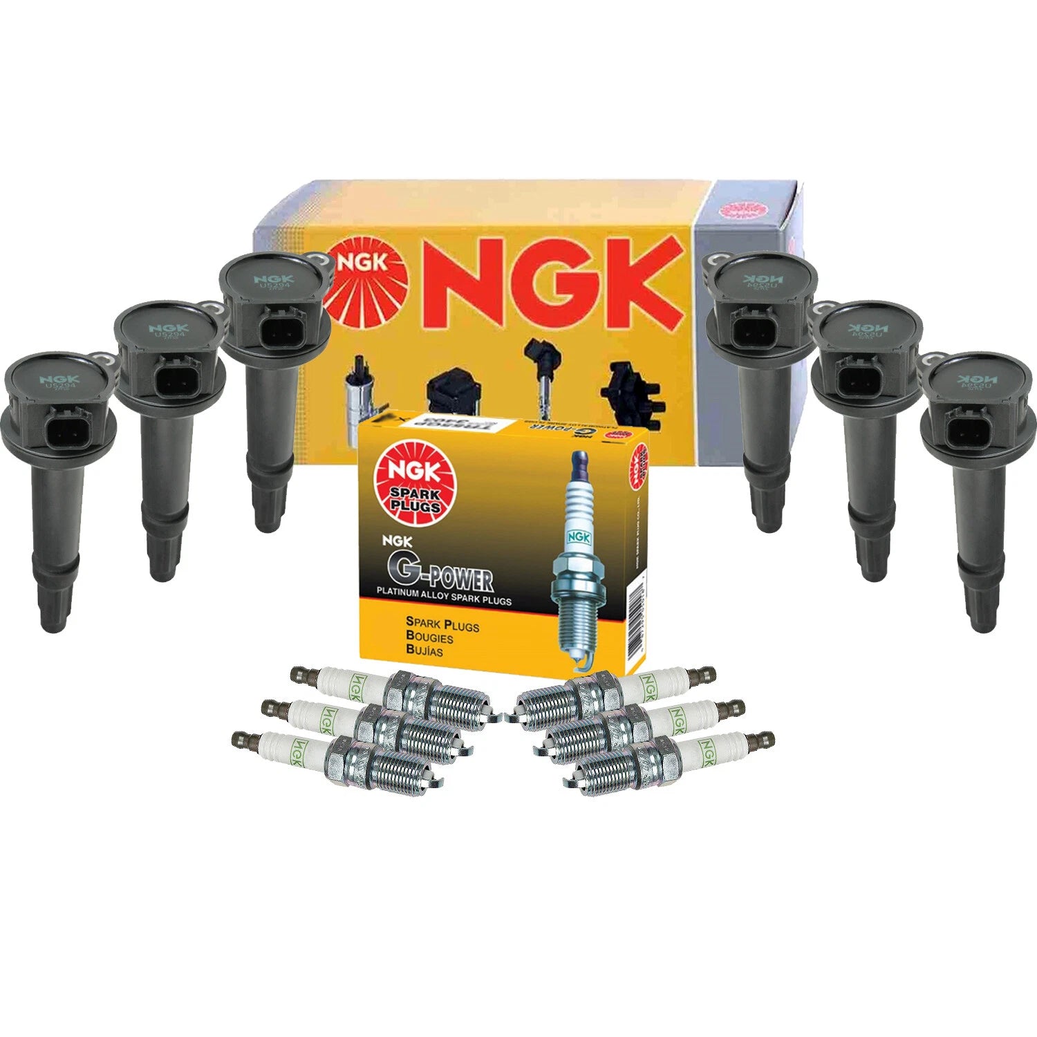 Set of 6 Ignition Coils & G-Power Platinum Spark Plugs for Ford Mazda Mercury