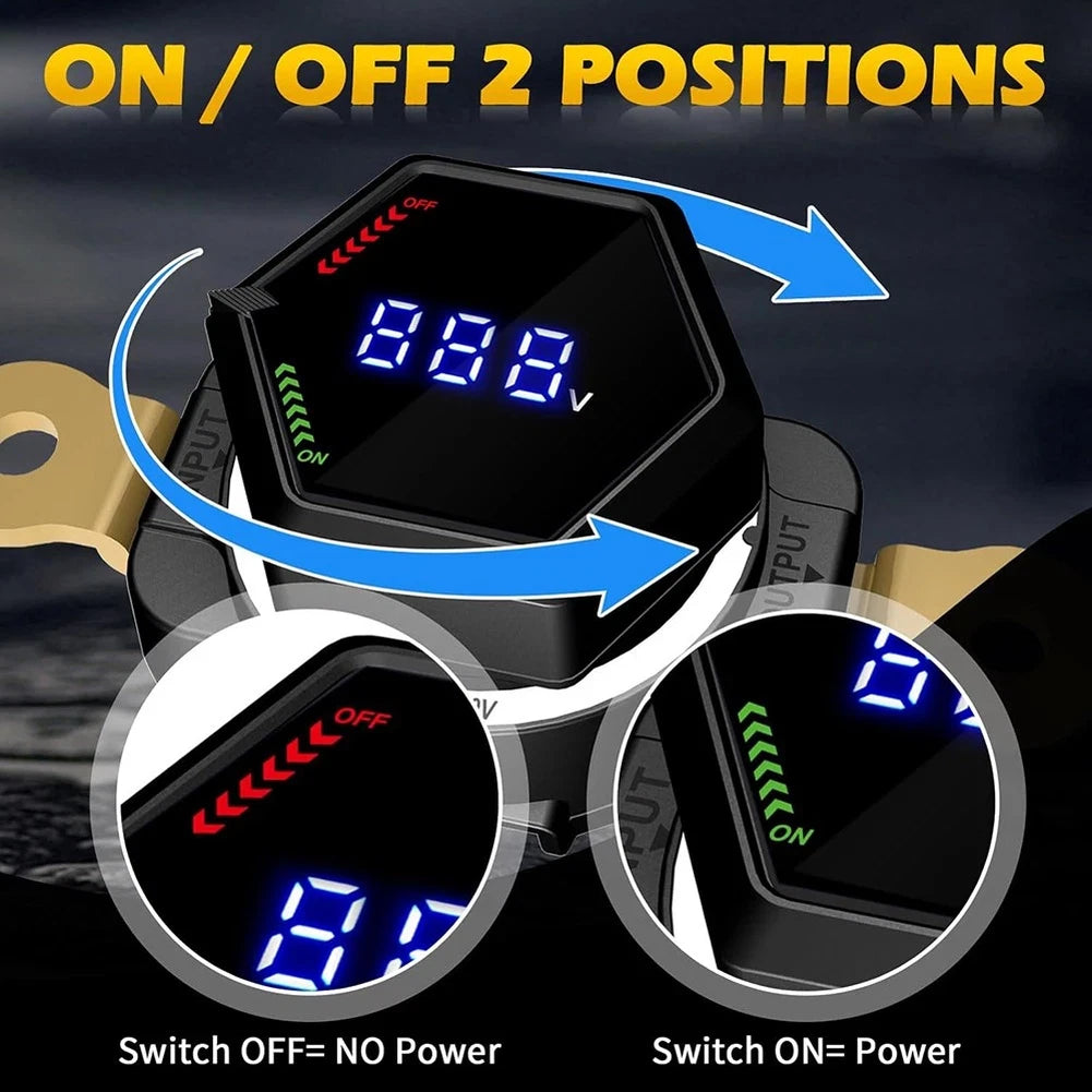 Top Post Battery Disconnect 250A DC for Marine RV Automotive (5-60V)