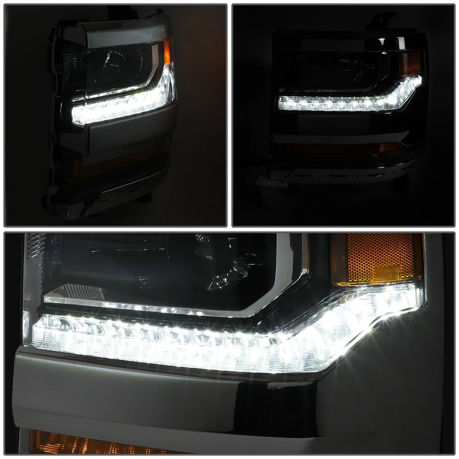 Left Side LED DRL Projector Headlight for Chevy Silverado GMC Sierra (2016–2019)