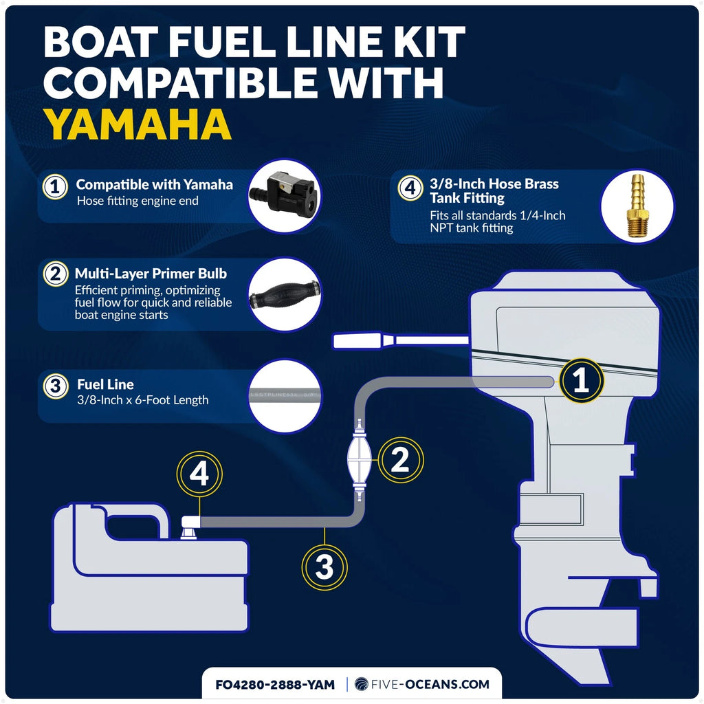 Fuel Line Kit for Yamaha Marine Boat (EPA/CARB Approved) 3/8" x 6'