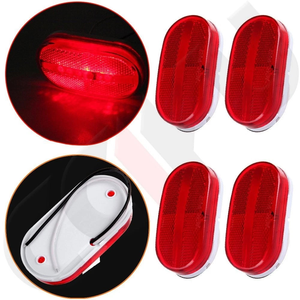 4X 4" Oval 12V Red LED Clearance Lamp 6 Diodes for Trailer Truck