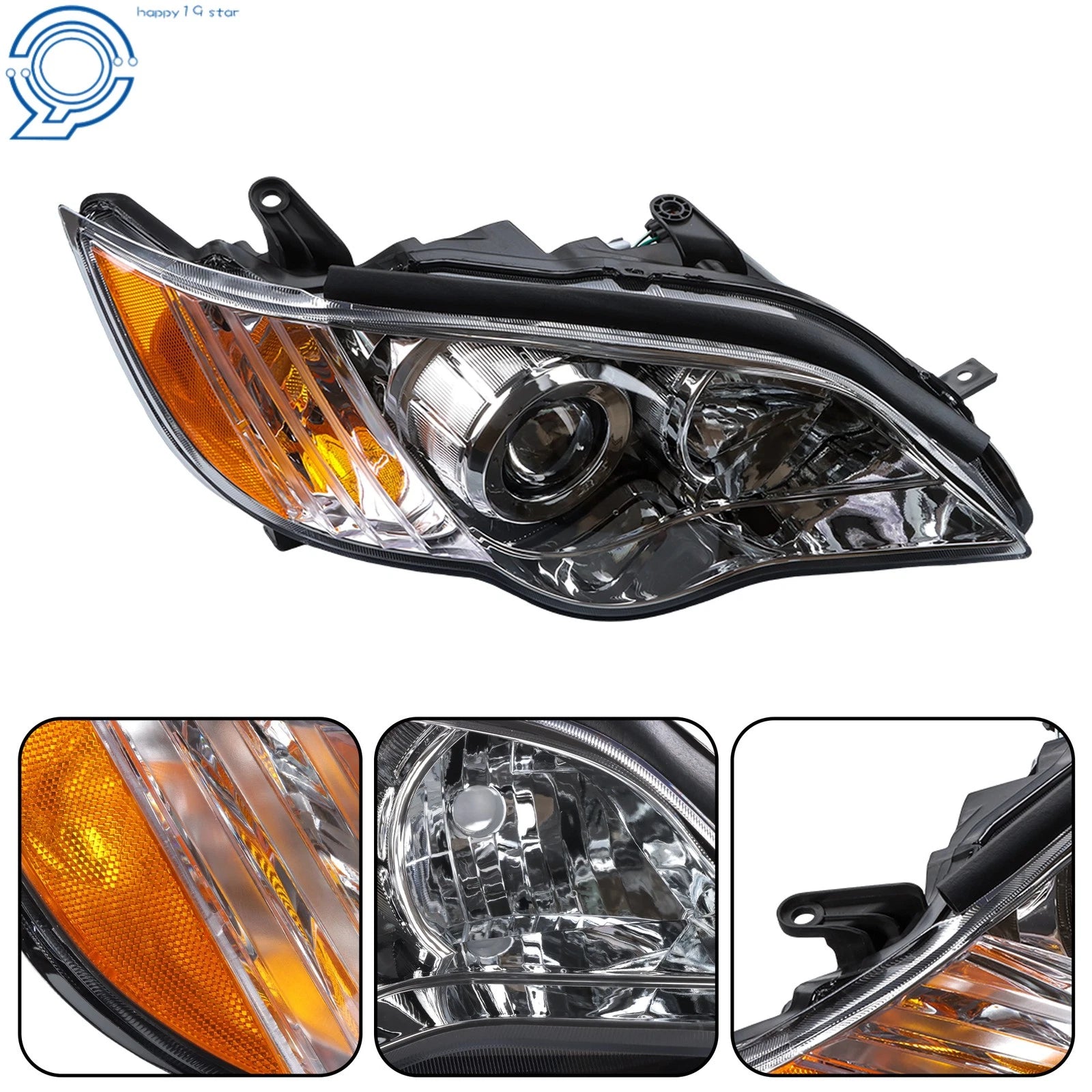 Set of 2 Halogen Chrome Headlights for Subaru Legacy (2008–2009)