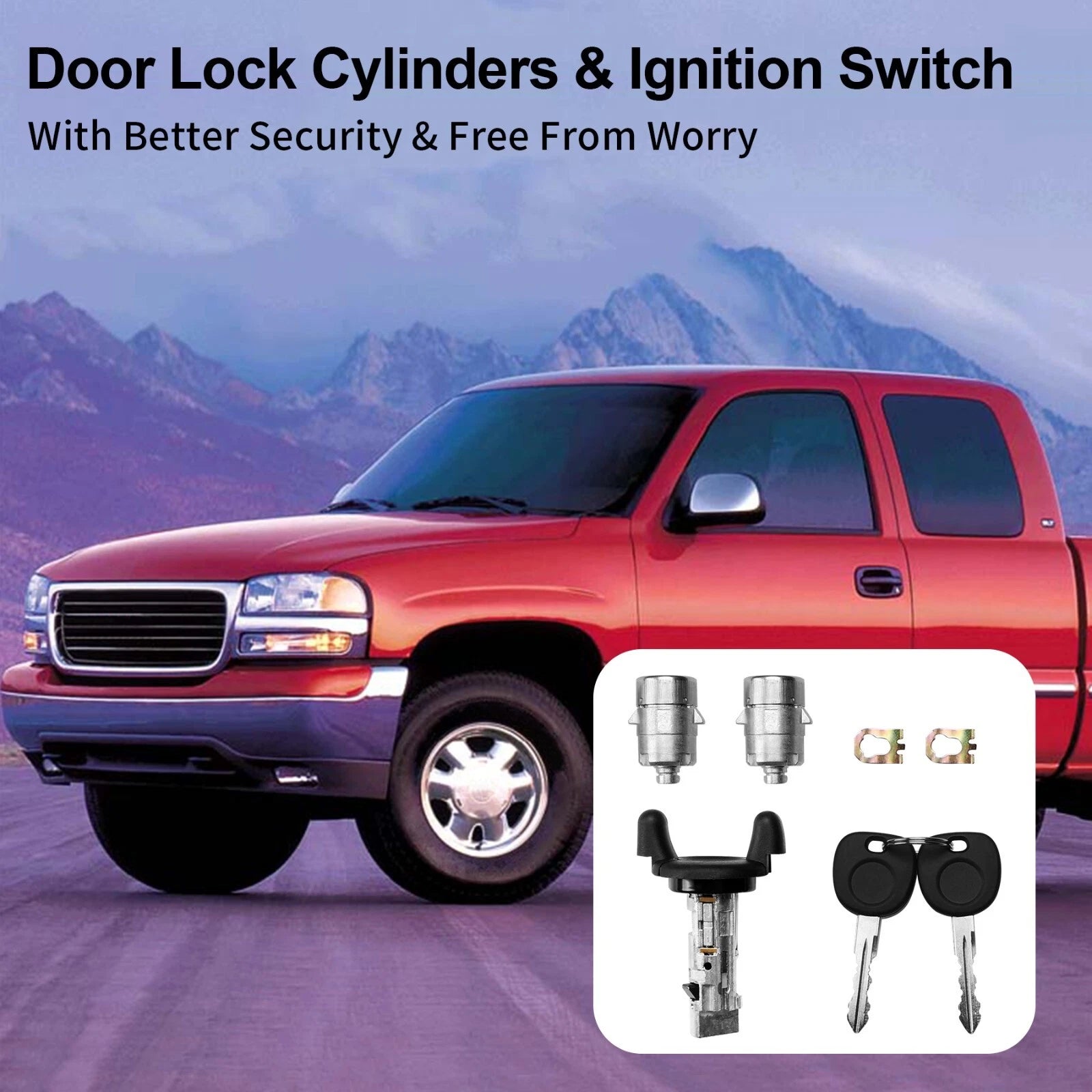 Front Door Lock Cylinders & Ignition Switch for Chevy Tahoe Silverado (2000-2006)