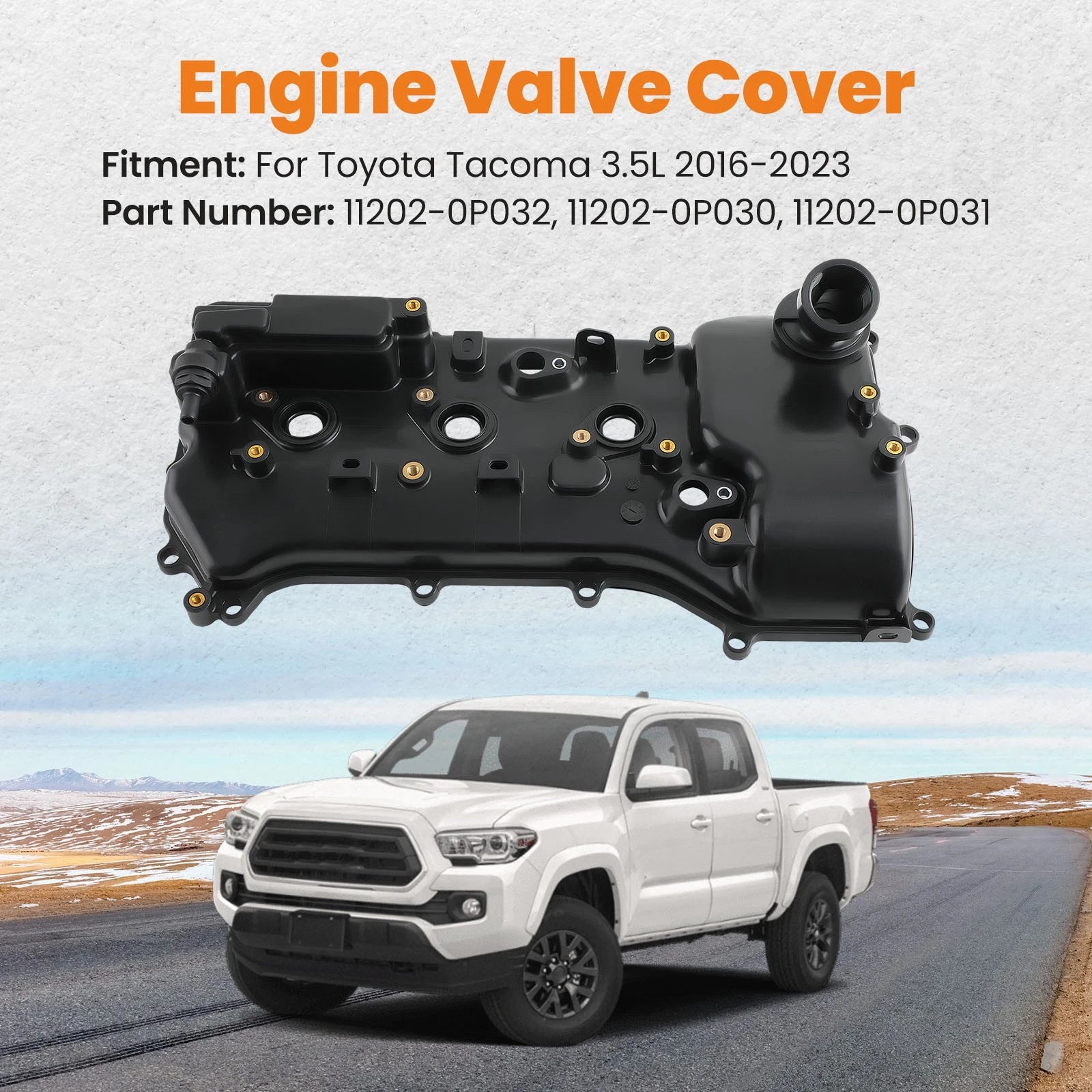Left Side Engine Valve Cover + Gasket + Oil Cap for Toyota Tacoma (2016–2023)