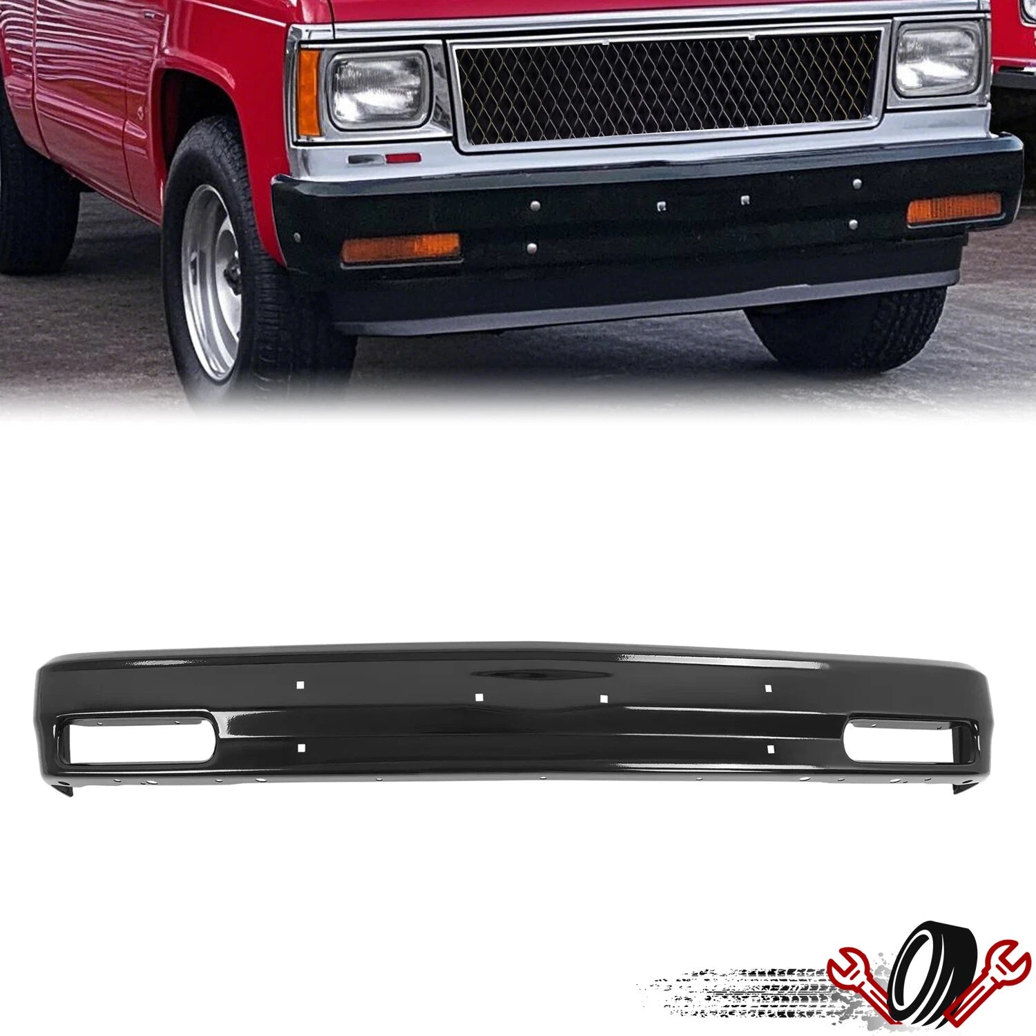 Black Steel Front Bumper Face Bar for Chevy S10 Blazer & GMC S15 Jimmy (1982–1994)
