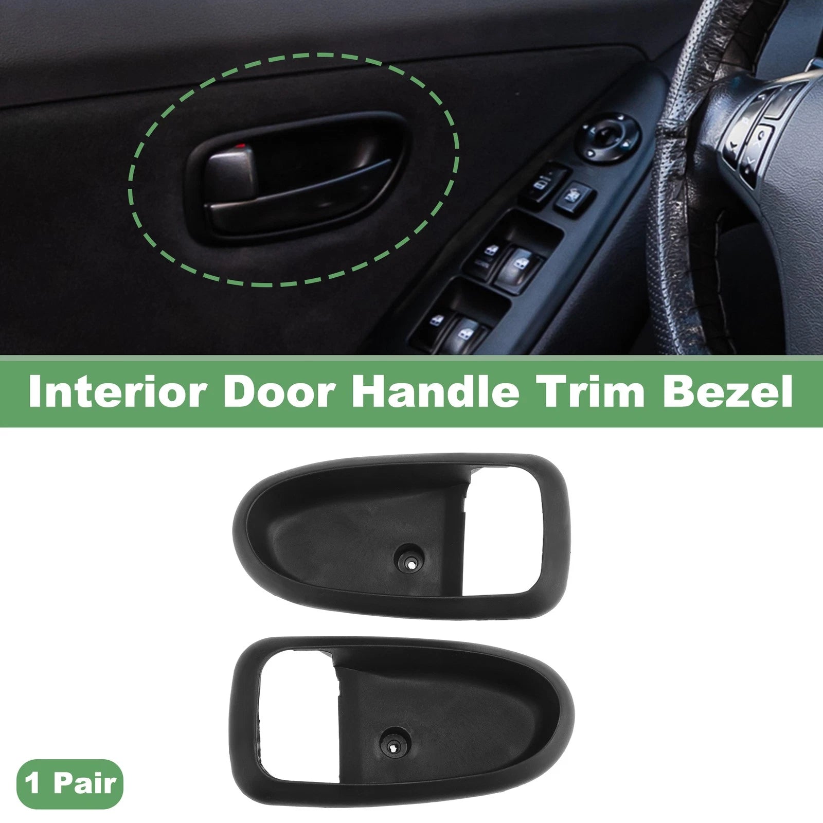 Set of 2 Front Rear Interior Door Handle Trim Bezel for Hyundai Elantra (2001–2006) Black