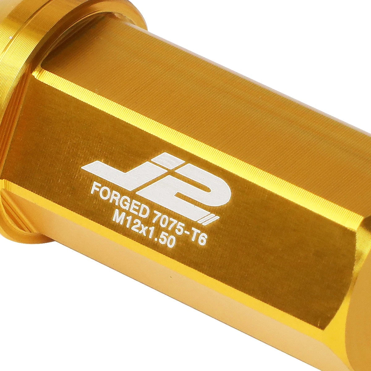 Set of 20 J2 7075 Forged Aluminum M12x1.5 Close-End Lug Nuts w/Adapter Gold