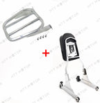 Chrome Flame Detachable Sissy Bar Backrest & Luggage Rack for Harley Softail