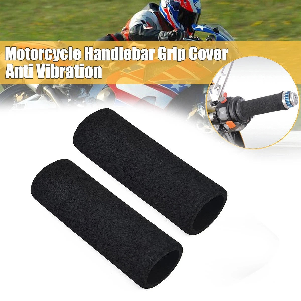 Anti Vibration Handle Bar Grips for Motorbike (Black)