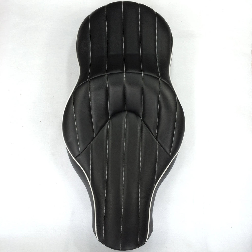 Custom Driver 2-up Vertical Stripes Leather Seat for Harley XL883N XL883L (2005–2013)