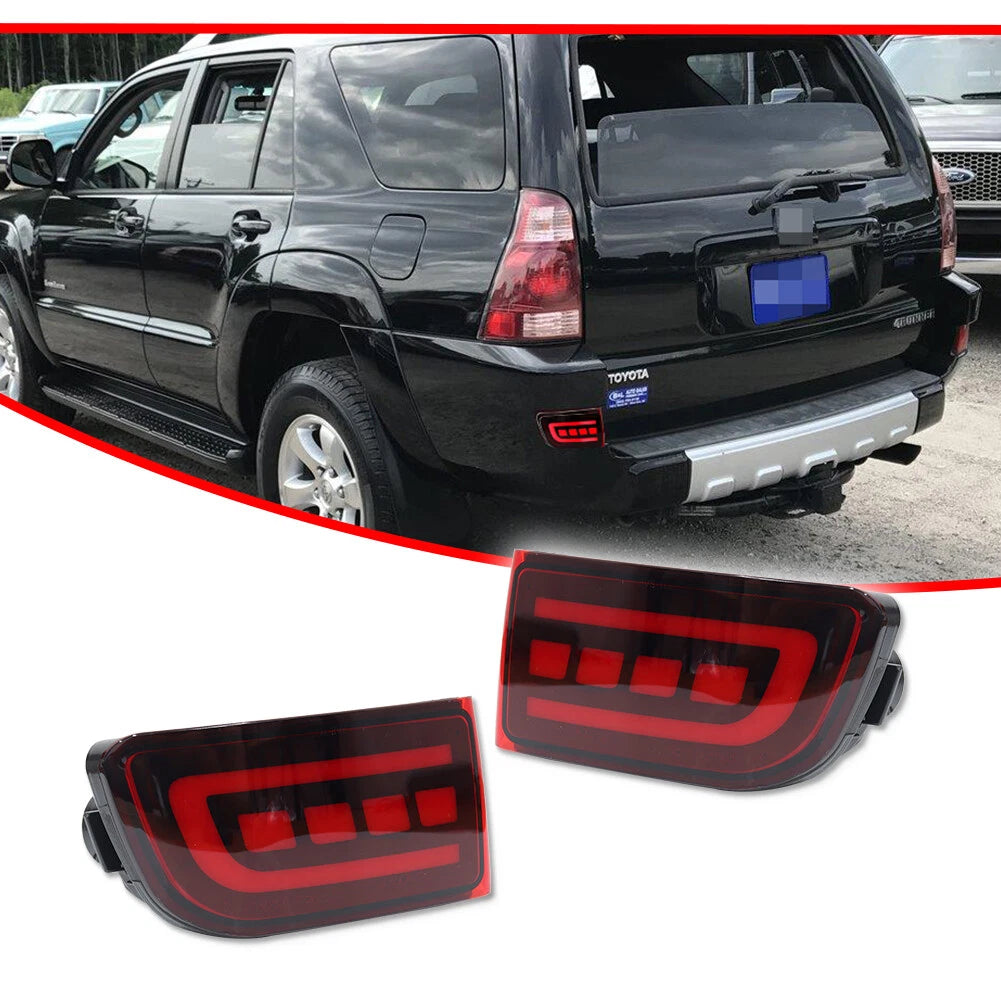 2X Red Lens LED Lower Bumper Reflector Lights for Toyota 4Runner (2003–2005)
