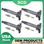 4X Ignition Coil + 4X Spark Plug for Toyota Camry Solara Lexus Scion 2.4L UF333