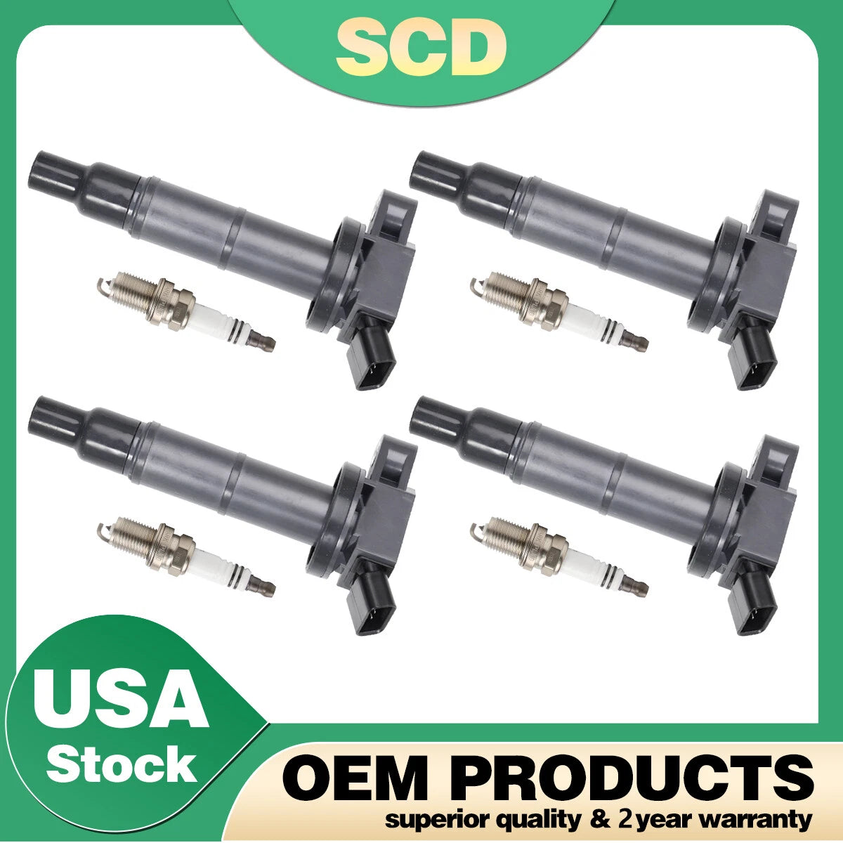 4X Ignition Coil + 4X Spark Plug for Toyota Camry Solara Lexus Scion 2.4L UF333