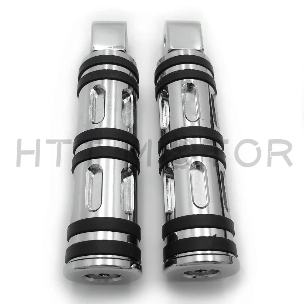 Chrome Edge Cut Footpegs for Harley Softail Fat Boy FLFB, Fat Bob (2018–2023)
