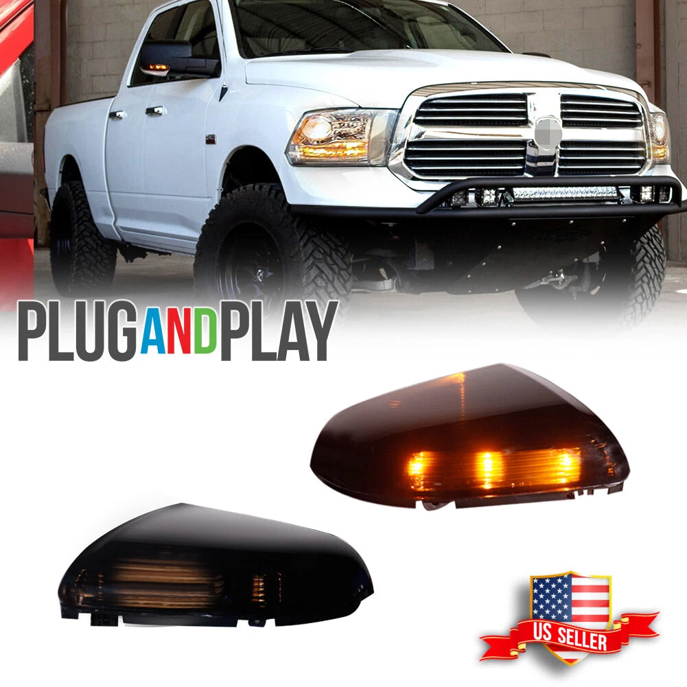 Smoked LED Mirror Turn Signal Lights for Dodge Ram 1500 2009–2014 & 2500 2010–2014