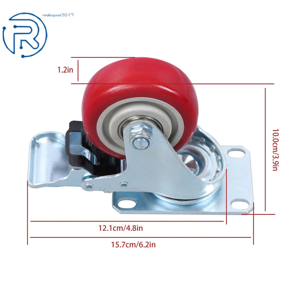 Set of 4 Heavy Duty Swivel Caster Wheels with Brake for Industrial Use