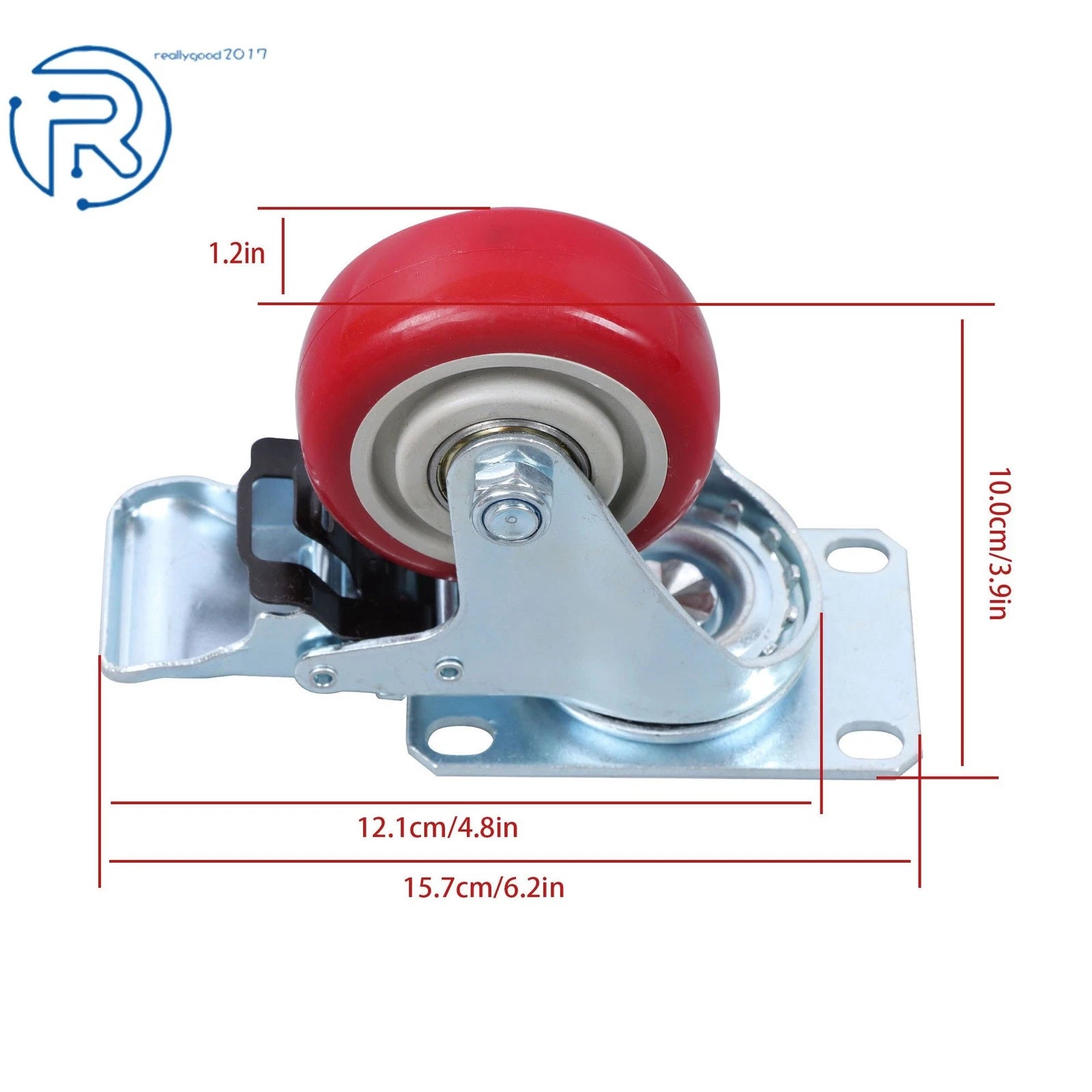 Set of 4 Heavy Duty Swivel Caster Wheels with Brake for Industrial Use