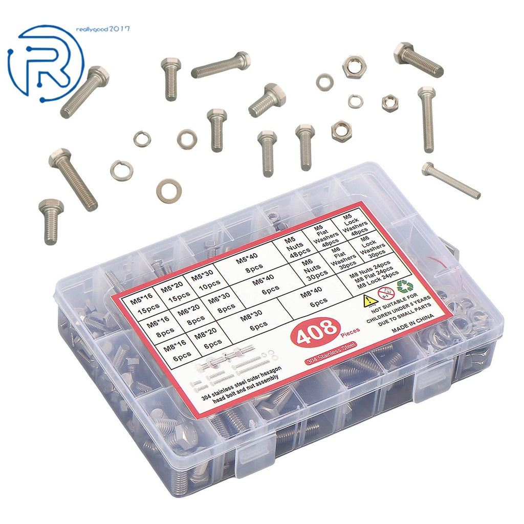 Stainless Steel Bolts and Nuts Kit for Faucet (408 Pack)