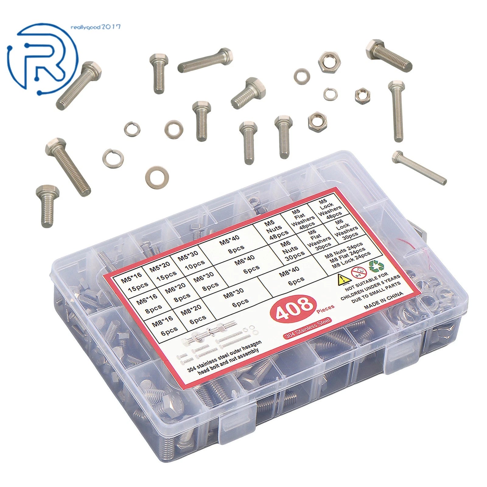 Stainless Steel Bolts and Nuts Kit for Faucet (408 Pack)