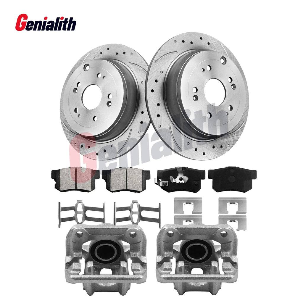 Set of 4 Rear Brake Calipers Rotors Ceramic Pads for Honda CR-V (2012–2016)