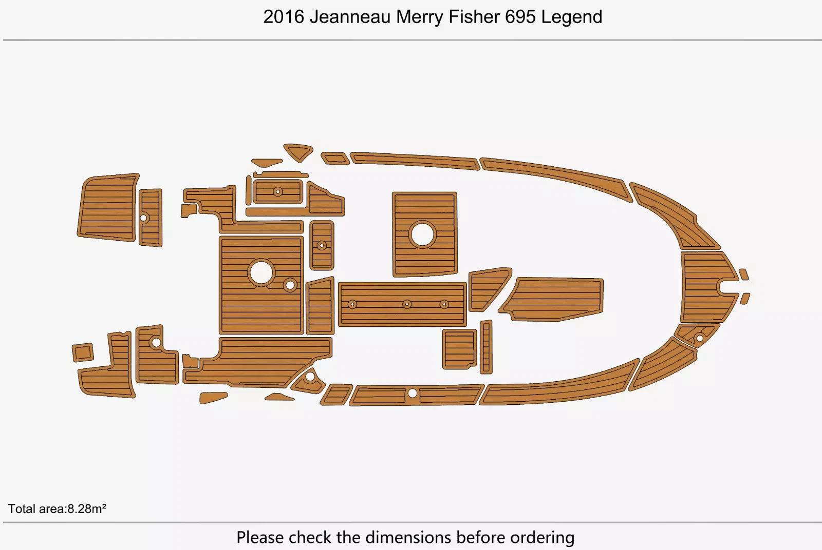 EVA Foam Teak Deck Floor Mat for Jeanneau Merry Fisher 695 Legend (2016)